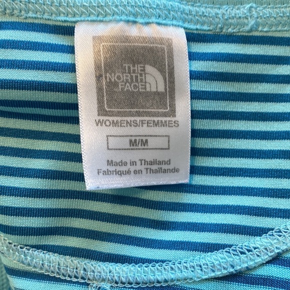 The North Face Blue Striped Vapor Wick Short Sleeve Athletic Workout Top - Picture 5 of 7